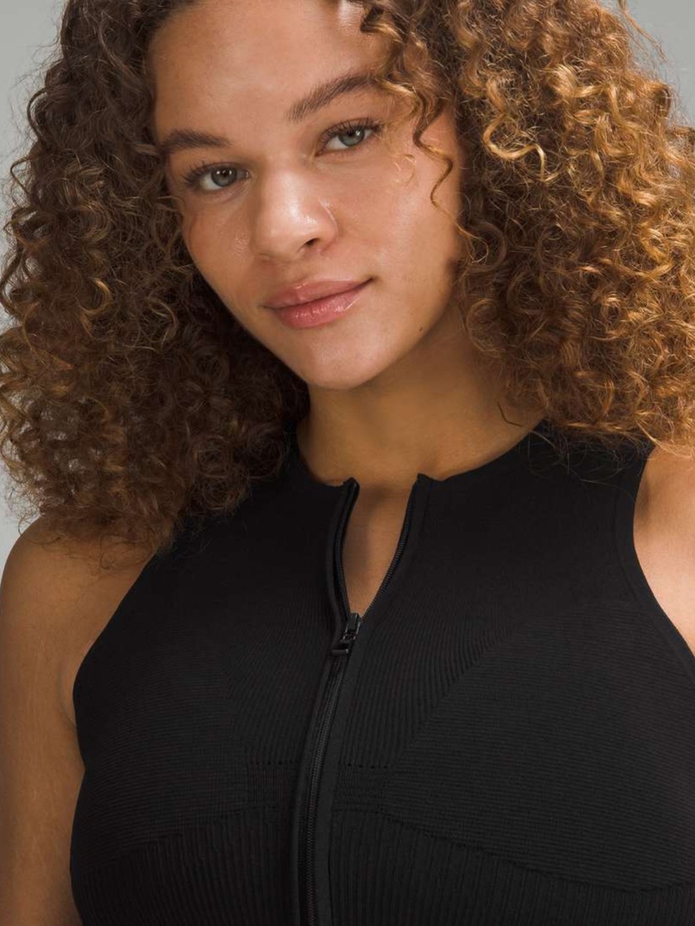 Unworn!! LULULEMON L Black Romper Tight-Fit Knit Bodysuit Shorts Sleeveless Ribb - Picture 6 of 8